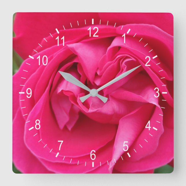 Horloge Carrée Red rose flower square wall clock (Recto)