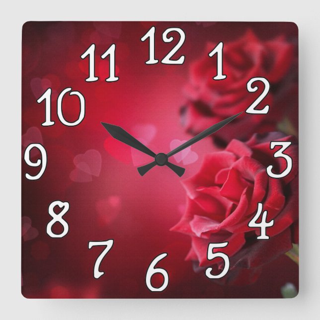Horloge Carrée Red Roses (Recto)