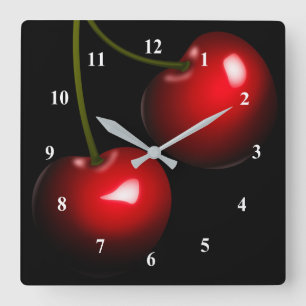 Horloge Carrée Red Sweet Cherry - choose / Add Your Color