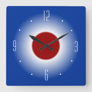 Horloge Carrée Red White and Blue Glow Design> Wall Clock
