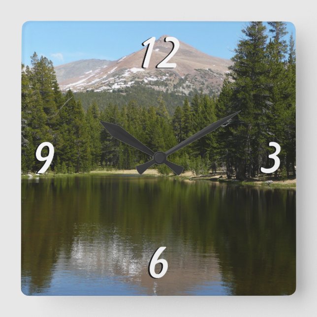 Horloge Carrée Reflet du lac de Yosemite (Recto)