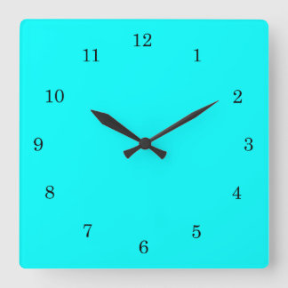 Horloge Carrée Refreshing Neon Blue Turquoise Solid Bright Color