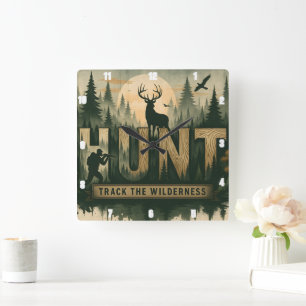 Horloge Carrée Regal Elk Misty Water HUNT