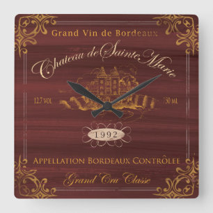 Horloge Carrée Regard vintage d'horloge de château d'étiquette de