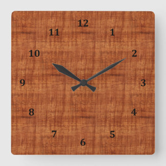 Horloge Carrée Regarder le grain de bois d'Acacia curé