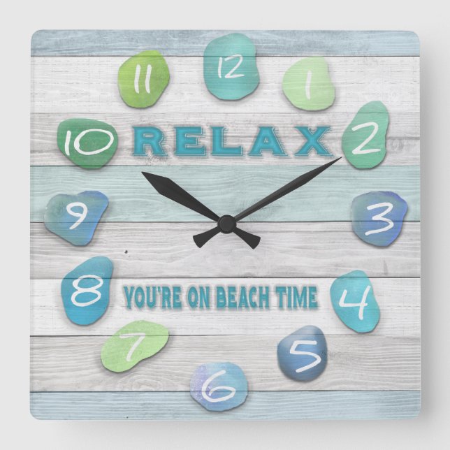Horloge Carrée Relax, Your on Beach Time Driftwood (Recto)