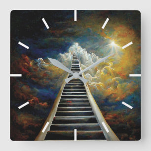 Horloge Carrée Religion et Afterlife Painting Stairway