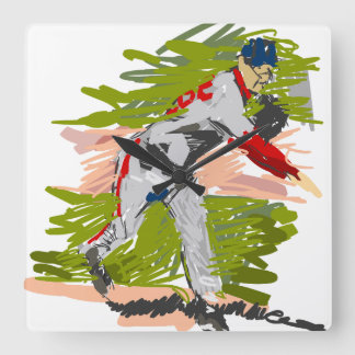 Horloge Carrée Reloj de Pared Pitcher Lanzando la Pelota