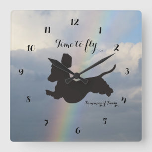 Horloge Carrée Remembrance Rainbow Dachshund Wall Clock