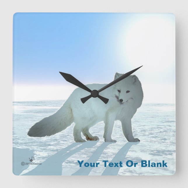 Horloge Carrée Renard arctique (Recto)