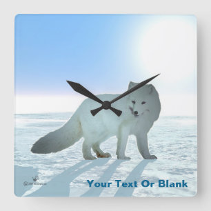 Horloge Carrée Renard arctique