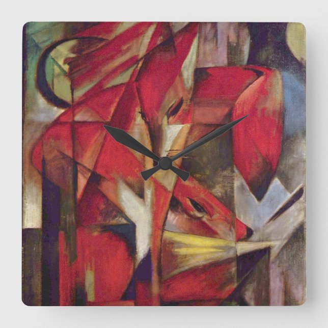 Horloge Carrée Renards par Franz Marc, Art Abstrait Cubisme Vinta (Recto)