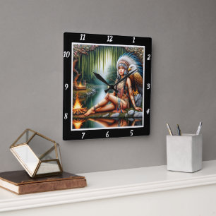 Horloge Carrée Repos des autochtones : L'ombre du perche de l'aig