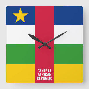 Horloge Carrée République Centrafricaine Drapeau Patriotique éblo