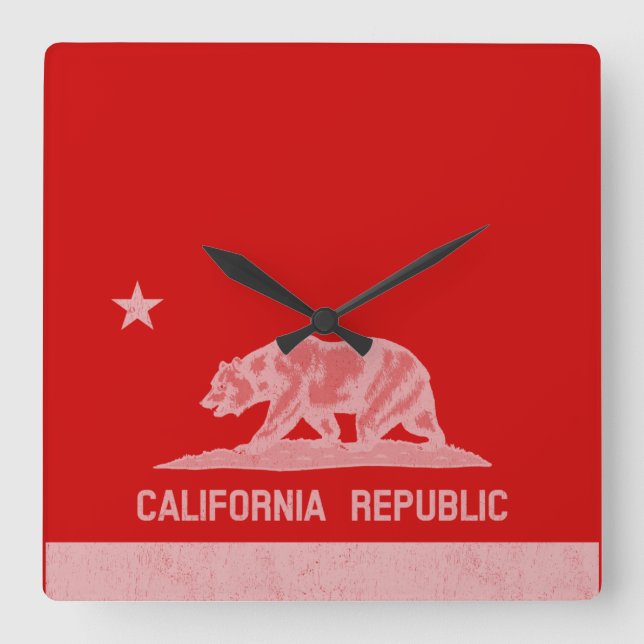 Horloge Carrée République de Californie (blanc) (Recto)