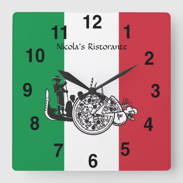 Horloge Carrée Restaurant italien Pizzaria Clock (Recto)