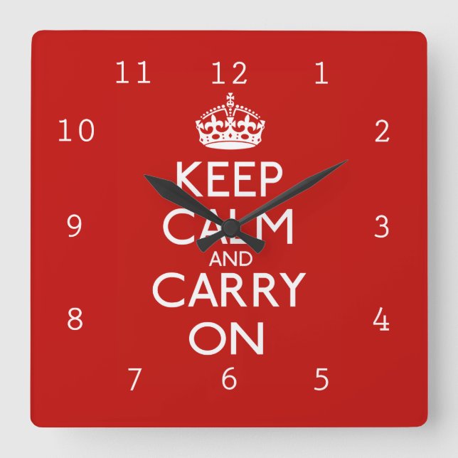 Horloge Carrée Restez calme et poursuivez (Recto)