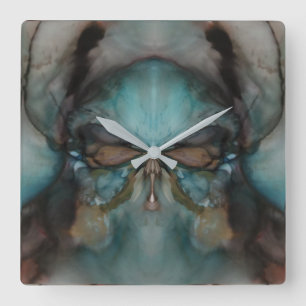 Horloge Carrée Résumé Design Effrayant Masque viking