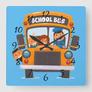 Horloge Carrée Retour au bus scolaire