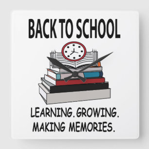 Horloge Carrée Retourner À L'École Décor De La Salle De Classe Re