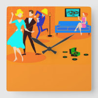 Rétro Cartoon Cocktail Party Clock