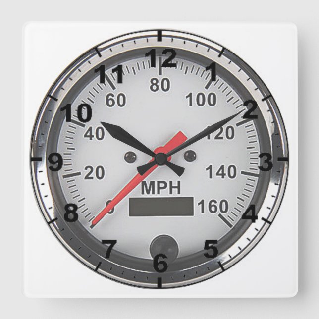 Horloge Carrée "Retro chrome speedometer", design wall clocks (Recto)
