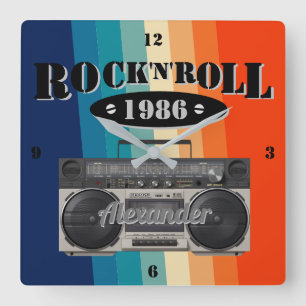 Horloge Carrée Retro classique boite à boum rock n roll musique v