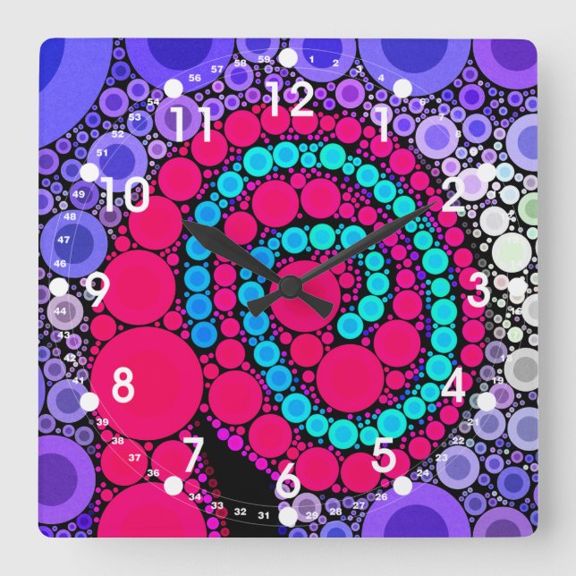 Horloge Carrée Retro concentric Circles Cool Swirl Pattern (Recto)