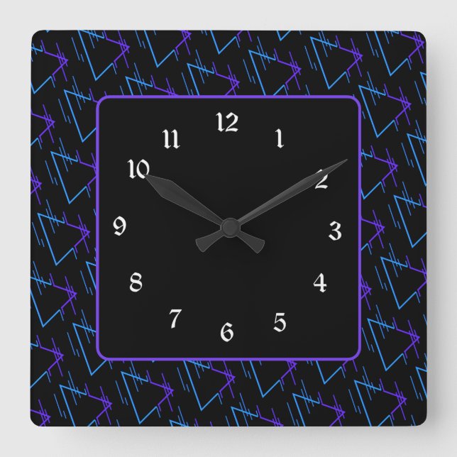 Horloge Carrée Retro Neon Motif géométrique 2 (Recto)