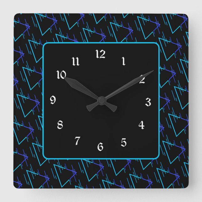 Horloge Carrée Retro Neon Motif géométrique 3 (Recto)