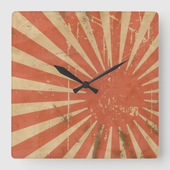 Horloge Carrée Retro Rising Sun Wallclock (Recto)