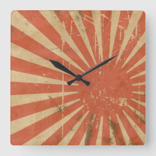 Horloge Carrée Retro Rising Sun Wallclock