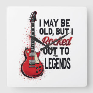 Horloge Carrée Retro Rock Guitare Classique Musique Nostalgie Des