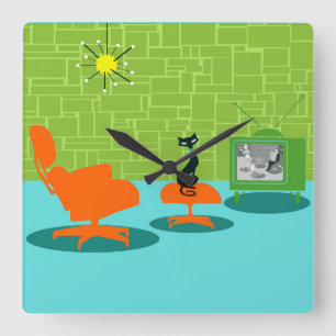 Horloge Carrée Retro Space Age