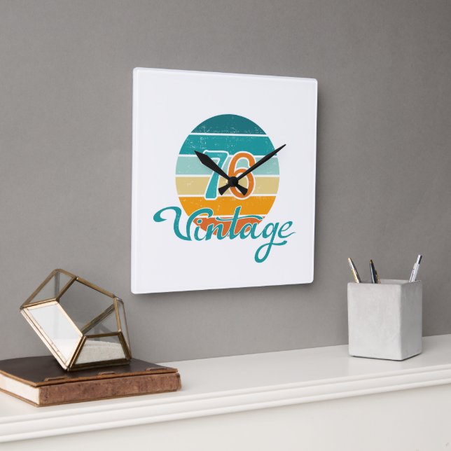 Horloge Carrée Retro Sunset 76 Vintage (Bureau)