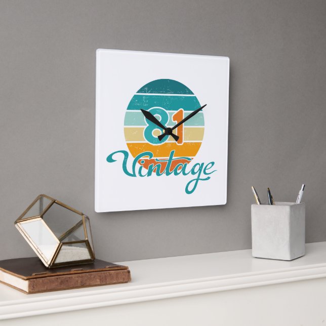 Horloge Carrée Retro Sunset 81 Vintage Distressed (Bureau)