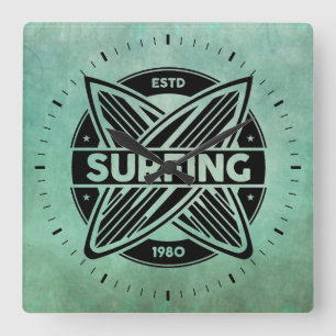 Horloge Carrée Retro Surfboards Wall Clock