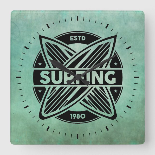 Horloge Carrée Retro Surfboards Wall Clock (Recto)