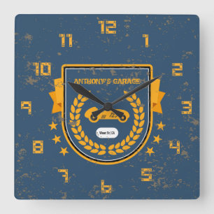 Horloge Carrée Rétro Vintage Grunge Garage