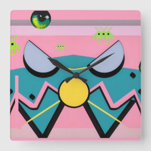 Horloge Carrée Rétrovagues de la renommée - Ken Gage Art