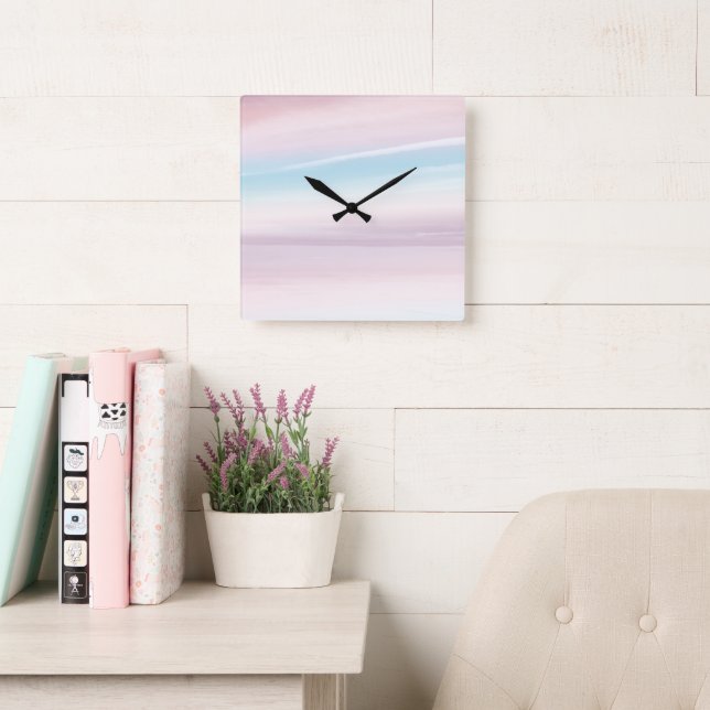 Horloge Carrée Rêve de ciel pastel 3 (Salle de lecture)