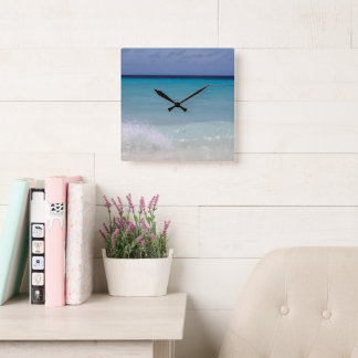 Horloge Carrée Rêve de plage de l'océan Caraïbes 11