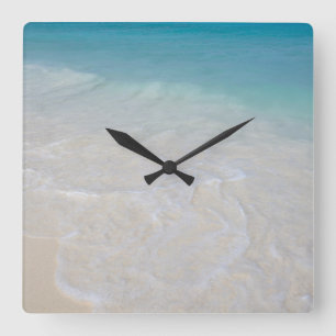 Horloge Carrée Rêve de plage de l'océan Caraïbes 7