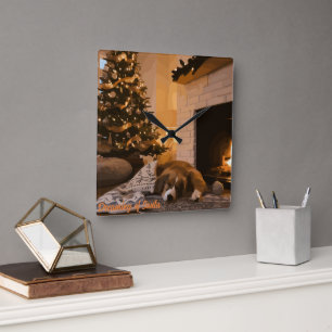 Horloge Carrée Rêver de Père Noël