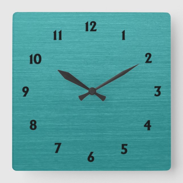 Horloge Carrée Revêtement en métal Turquoise brossé kash001 avec  (Recto)