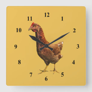 Horloge Carrée Rhode Island Red Hen Chicken Wall Clock