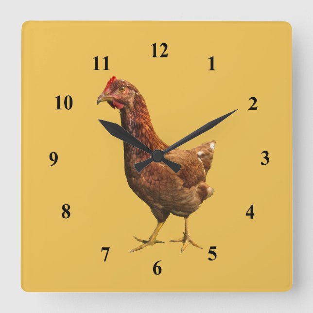 Horloge Carrée Rhode Island Red Hen Chicken Wall Clock (Recto)