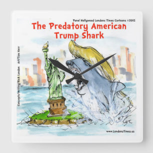 Horloge Carrée Rick London Funny Trump Shark Square Wall Clock