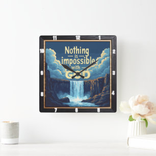 Horloge Carrée Rien n'est impossible avec DIEU