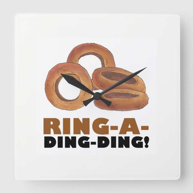 Horloge Carrée Ring-a-Ding-Ding Onion frit Bague Drôle Diner Nour (Recto)